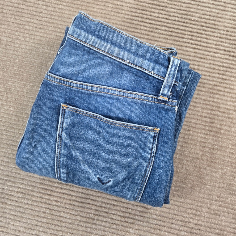 Hudson Womens 27 Blue Distressed Raw Double Hem Straight Leg Jeans
